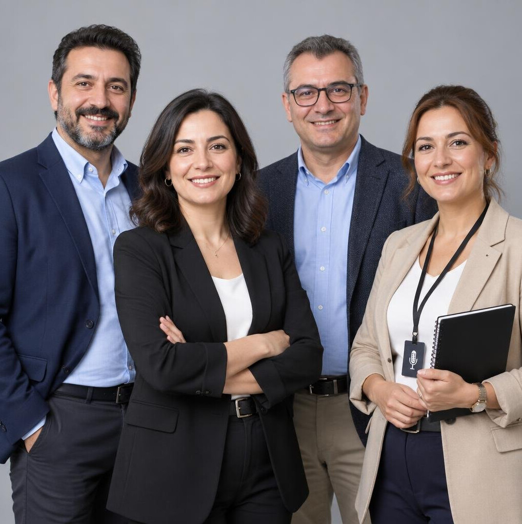 Group portrait of a diverse media training and crisis management team